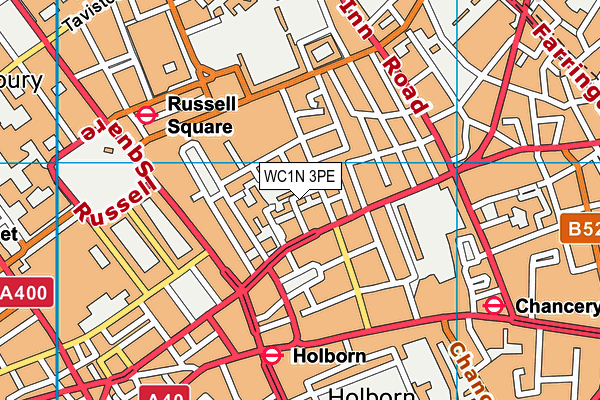 WC1N 3PE map - OS VectorMap District (Ordnance Survey)