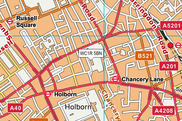 WC1R 5BN map - OS VectorMap District (Ordnance Survey)