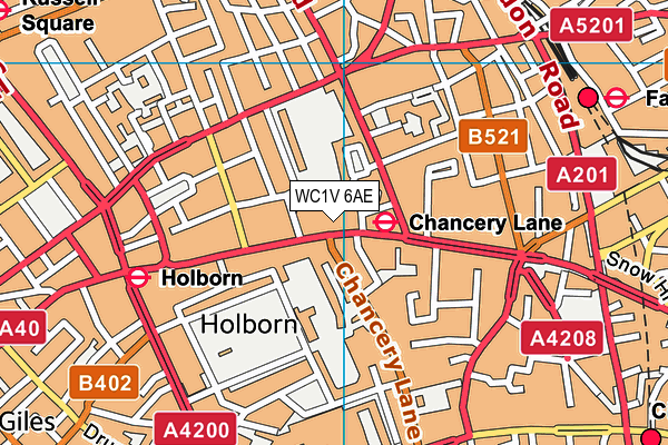 WC1V 6AE map - OS VectorMap District (Ordnance Survey)