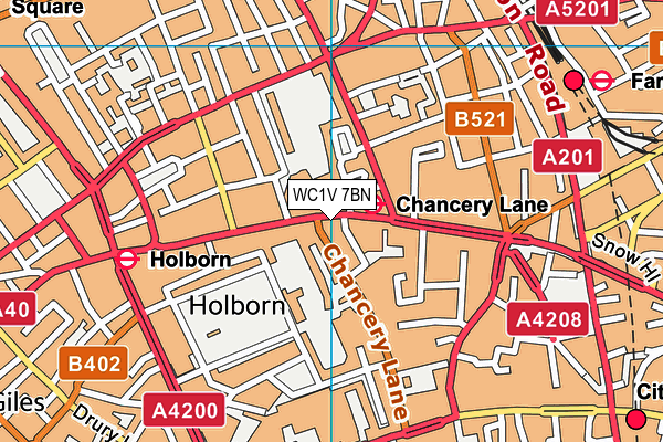 WC1V 7BN map - OS VectorMap District (Ordnance Survey)