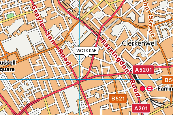 WC1X 0AE map - OS VectorMap District (Ordnance Survey)