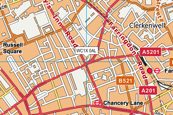 WC1X 0AL map - OS VectorMap District (Ordnance Survey)