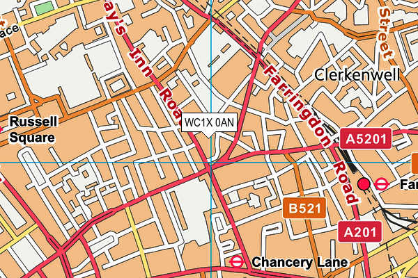 WC1X 0AN map - OS VectorMap District (Ordnance Survey)