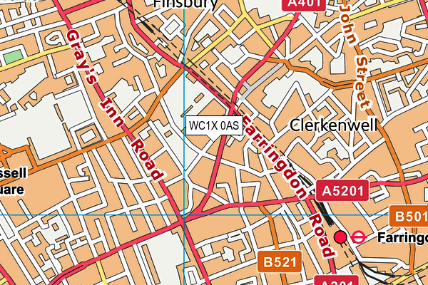 WC1X 0AS map - OS VectorMap District (Ordnance Survey)