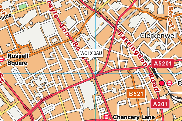 WC1X 0AU map - OS VectorMap District (Ordnance Survey)