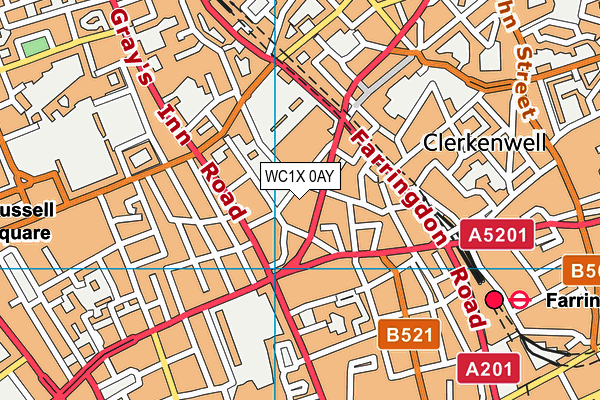 WC1X 0AY map - OS VectorMap District (Ordnance Survey)