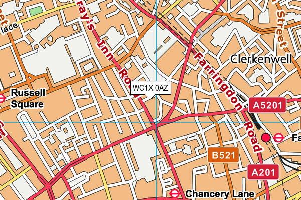 WC1X 0AZ map - OS VectorMap District (Ordnance Survey)
