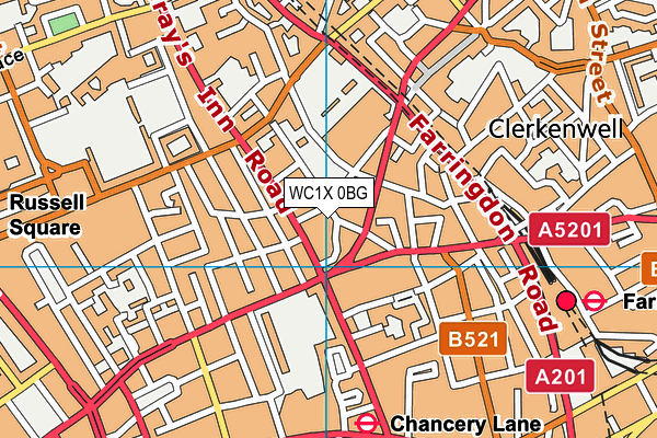 WC1X 0BG map - OS VectorMap District (Ordnance Survey)