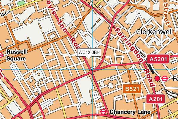WC1X 0BH map - OS VectorMap District (Ordnance Survey)