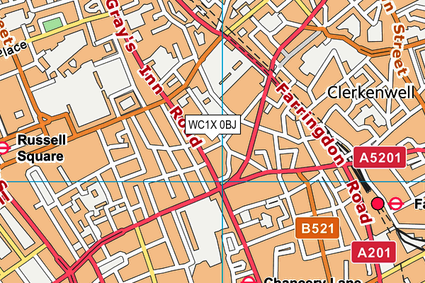 WC1X 0BJ map - OS VectorMap District (Ordnance Survey)