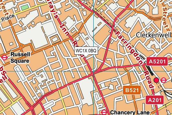 WC1X 0BQ map - OS VectorMap District (Ordnance Survey)