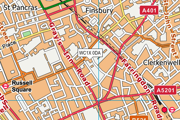 WC1X 0DA map - OS VectorMap District (Ordnance Survey)