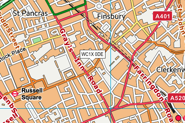 WC1X 0DE map - OS VectorMap District (Ordnance Survey)