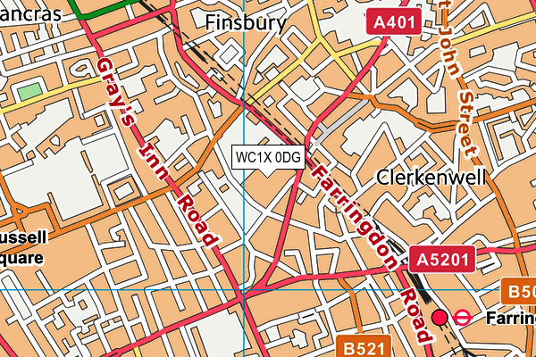 WC1X 0DG map - OS VectorMap District (Ordnance Survey)