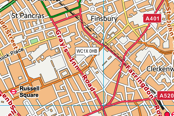 WC1X 0HB map - OS VectorMap District (Ordnance Survey)