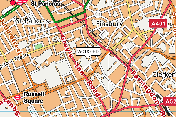 WC1X 0HD map - OS VectorMap District (Ordnance Survey)