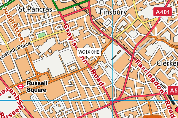 WC1X 0HE map - OS VectorMap District (Ordnance Survey)