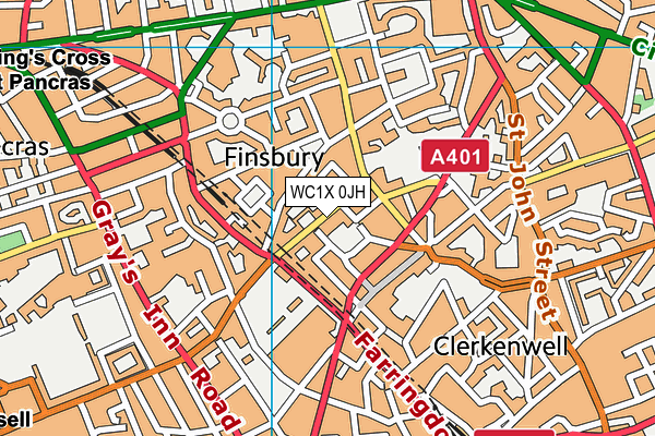 WC1X 0JH map - OS VectorMap District (Ordnance Survey)