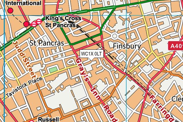 WC1X 0LT map - OS VectorMap District (Ordnance Survey)