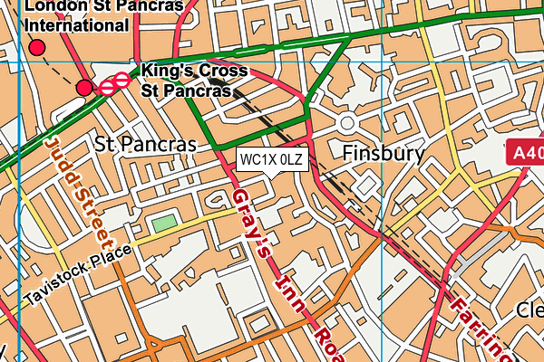 WC1X 0LZ map - OS VectorMap District (Ordnance Survey)