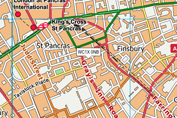 WC1X 0NB map - OS VectorMap District (Ordnance Survey)