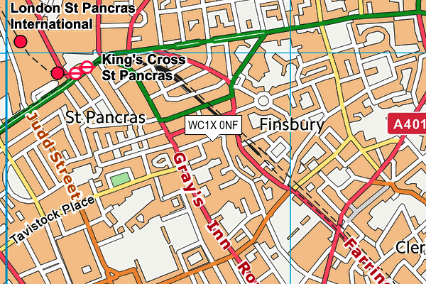 WC1X 0NF map - OS VectorMap District (Ordnance Survey)