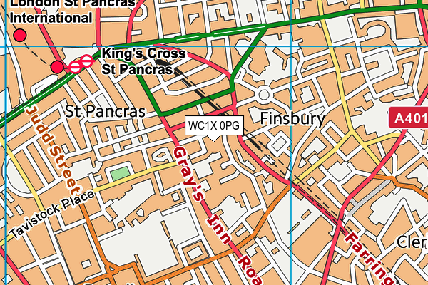 WC1X 0PG map - OS VectorMap District (Ordnance Survey)