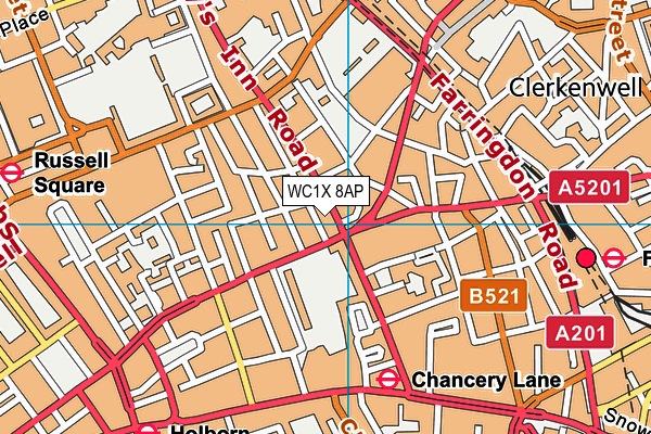 WC1X 8AP map - OS VectorMap District (Ordnance Survey)