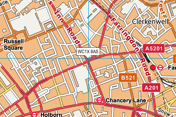 WC1X 8AS map - OS VectorMap District (Ordnance Survey)