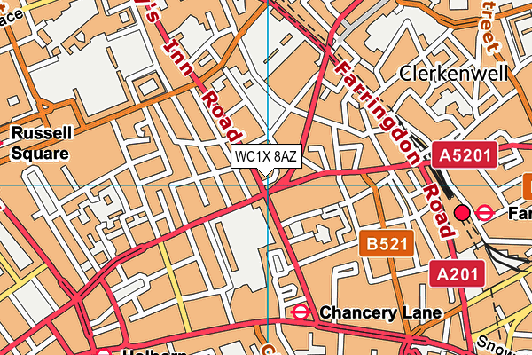 WC1X 8AZ map - OS VectorMap District (Ordnance Survey)