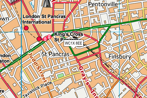 WC1X 8EE map - OS VectorMap District (Ordnance Survey)