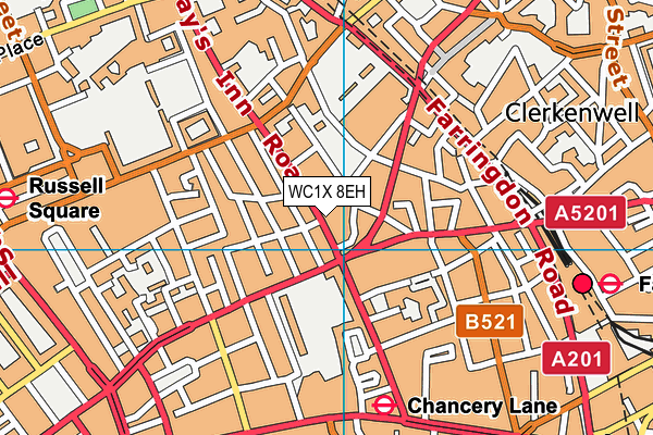 WC1X 8EH map - OS VectorMap District (Ordnance Survey)