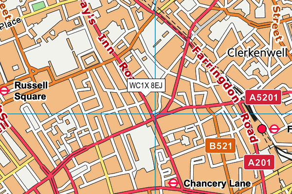 WC1X 8EJ map - OS VectorMap District (Ordnance Survey)
