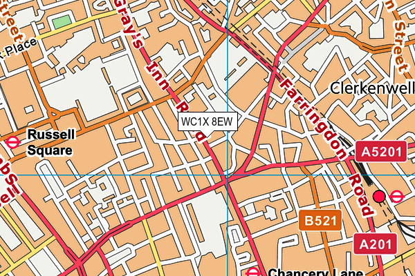 WC1X 8EW map - OS VectorMap District (Ordnance Survey)