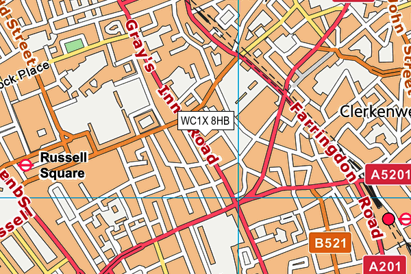 WC1X 8HB map - OS VectorMap District (Ordnance Survey)