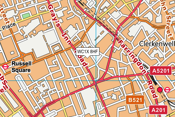 WC1X 8HF map - OS VectorMap District (Ordnance Survey)