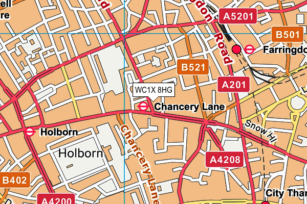 WC1X 8HG map - OS VectorMap District (Ordnance Survey)