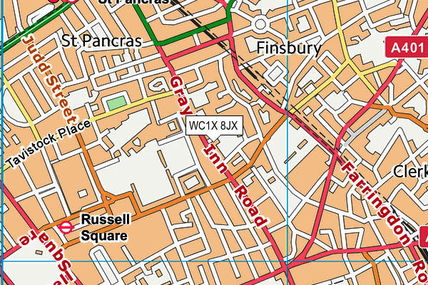 WC1X 8JX map - OS VectorMap District (Ordnance Survey)