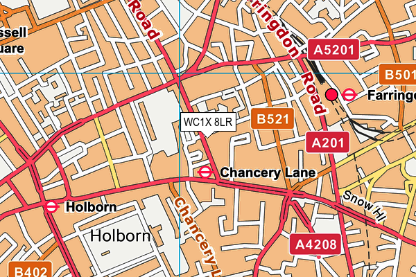 WC1X 8LR map - OS VectorMap District (Ordnance Survey)