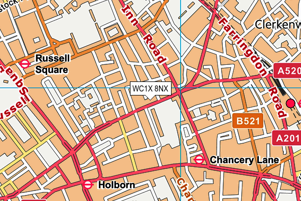 WC1X 8NX map - OS VectorMap District (Ordnance Survey)