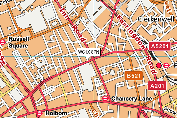 WC1X 8PN map - OS VectorMap District (Ordnance Survey)
