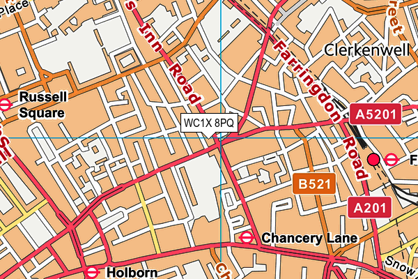 WC1X 8PQ map - OS VectorMap District (Ordnance Survey)