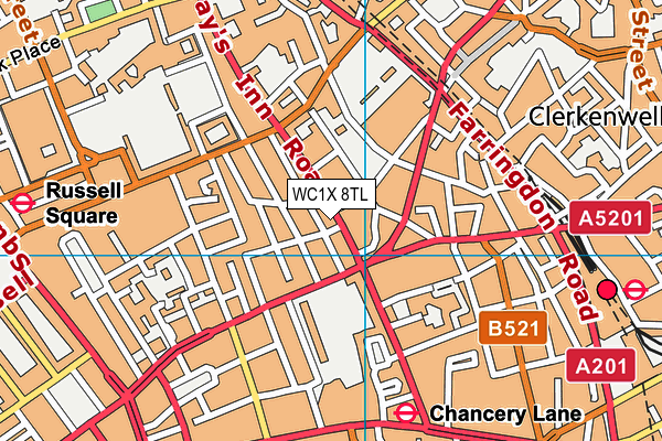 WC1X 8TL map - OS VectorMap District (Ordnance Survey)