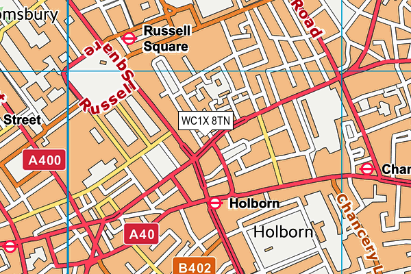 WC1X 8TN map - OS VectorMap District (Ordnance Survey)