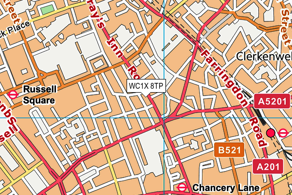 WC1X 8TP map - OS VectorMap District (Ordnance Survey)