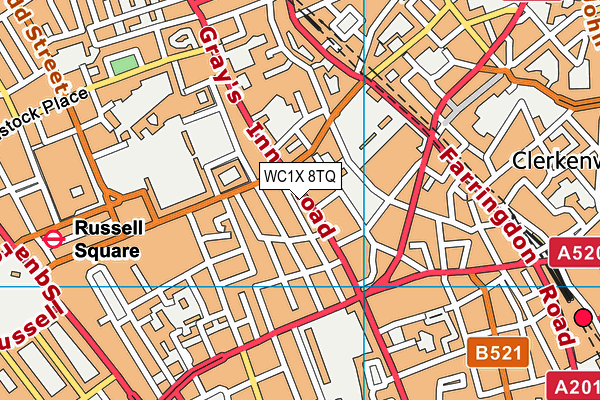 WC1X 8TQ map - OS VectorMap District (Ordnance Survey)