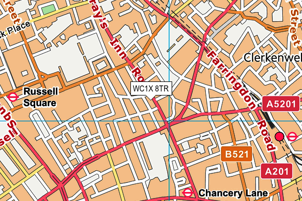 WC1X 8TR map - OS VectorMap District (Ordnance Survey)