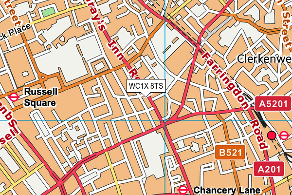 WC1X 8TS map - OS VectorMap District (Ordnance Survey)