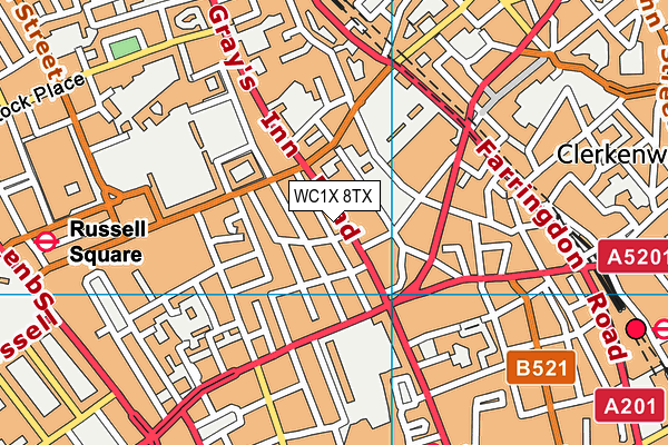 WC1X 8TX map - OS VectorMap District (Ordnance Survey)