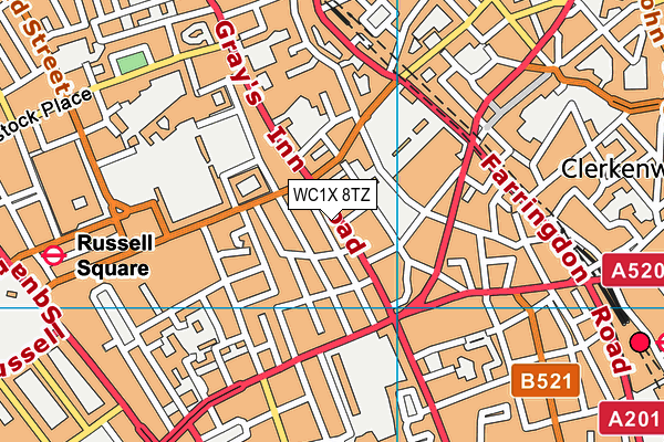 WC1X 8TZ map - OS VectorMap District (Ordnance Survey)
